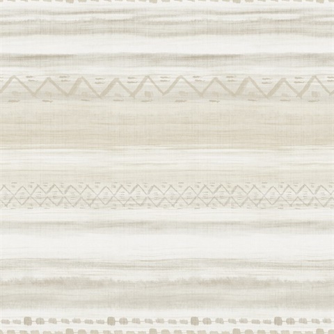 Grey & Beige Commercial Tribal Stripe Wallpaper