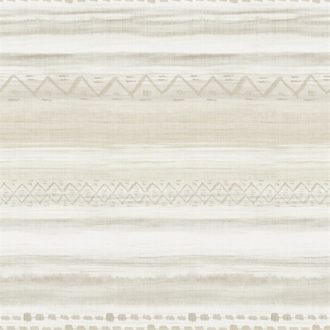 Grey & Beige Commercial Tribal Stripe Wallpaper