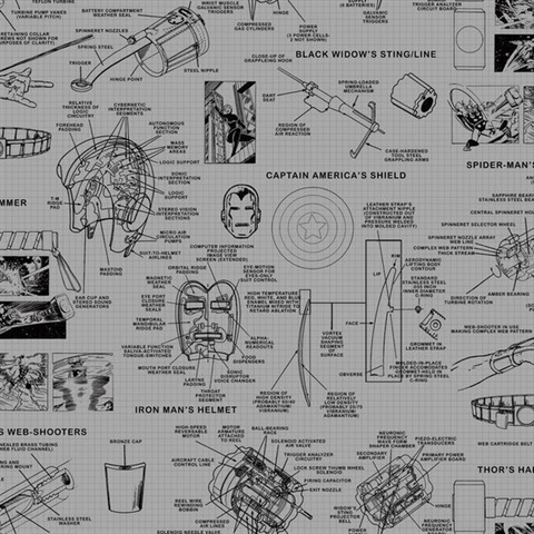 Grey & Black Marvels Heroes Schematics Wallpaper