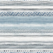 Grey & Blue Commercial Tribal Stripe Wallpaper