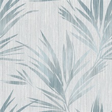 Grey & Blue Commercial Tropical Leaf Wallpaper