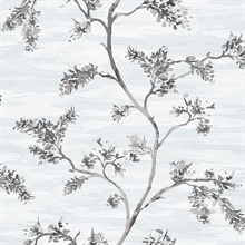 Grey & BLue Commercial Watercolor Branches Wallpaper