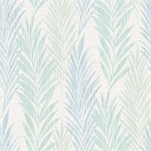Grey, Blue & Green Commercial Vertical Leaves Wallpaper