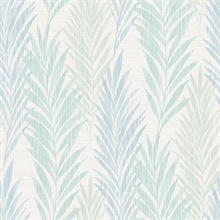 Grey, Blue & Green Commercial Vertical Leaves Wallpaper