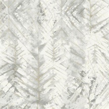 Grey &amp; Blue Textural Impremere Leaf Wallpaper