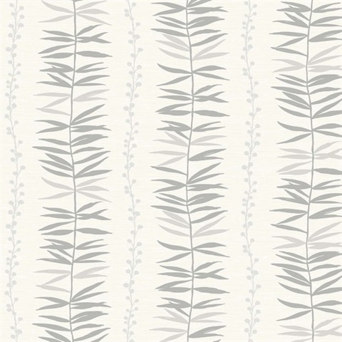 Grey Botanical Leaf Vine Wallpaper