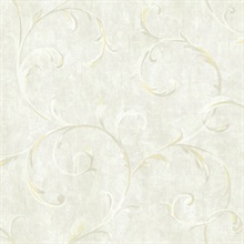 Grey & Brown Commercial Impressionist Scroll Wallpaper