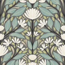 Grey Carmela Scandinavian Floral Wallpaper