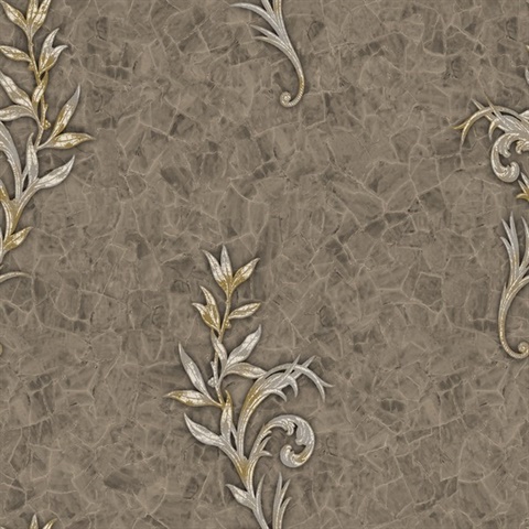 Grey Celine Sprig Wallpaper