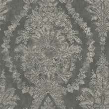 Grey Charleston Damask Wallpaper