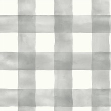 Grey Checkmate Watercolor Plaid Peel and Stick Wallpaper