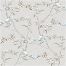 Grey Chinoiserie Floral Vine Wallpaper