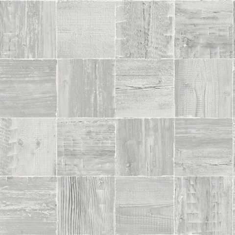 Grey Commercial Wood Squares Wallpaper