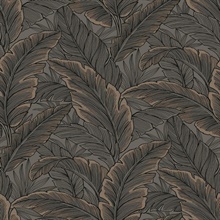 Grey & Copper Tropical Banana Leaves Wallpaper