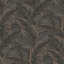 Grey & Copper Tropical Banana Leaves Wallpaper