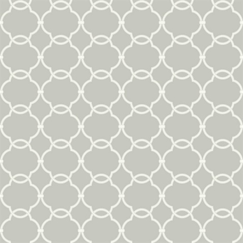 Grey & Cream Commercial Linked Trellis Wallpaper