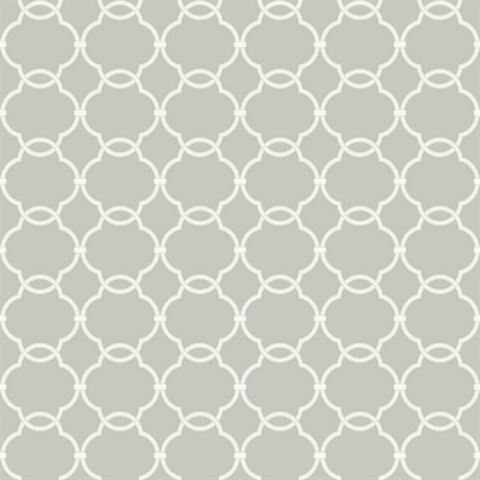 Grey & Cream Commercial Linked Trellis Wallpaper
