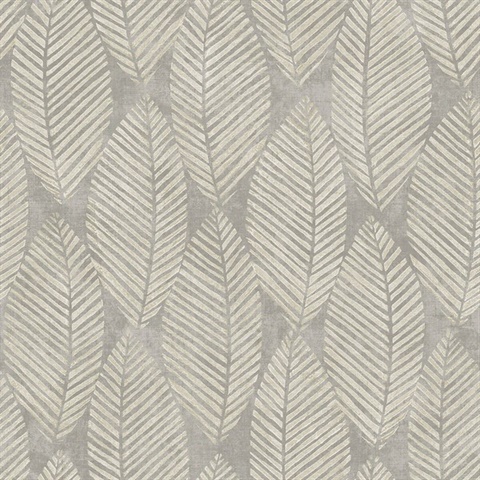 Grey & Cream Commercial Spot Leaves Wallpaper