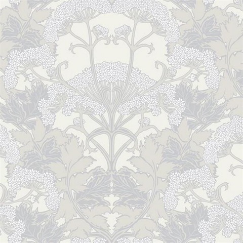 Grey & Cream Yarrow Nouveau Wallpaper