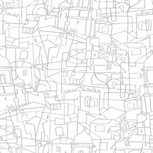 Grey Cubist Cityscape Peel and Stick Wallpaper