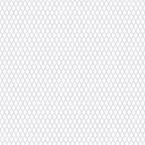 Grey Double Links Distressed Diamond Trellis Wallpaper