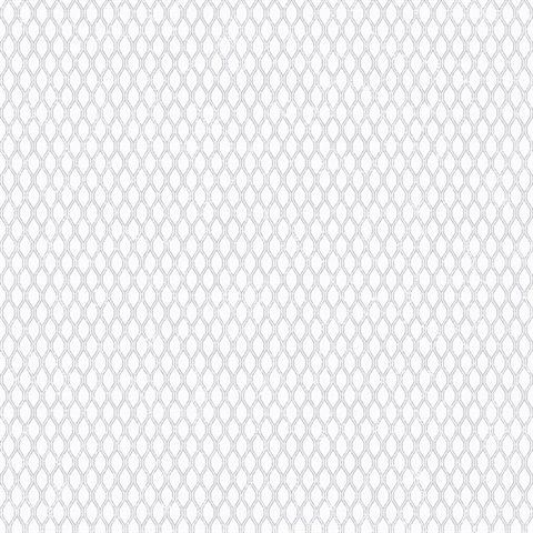 Grey Double Links Distressed Diamond Trellis Wallpaper