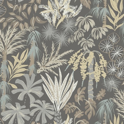 Grey Everglades Tropical Palm Trees Wallpaper