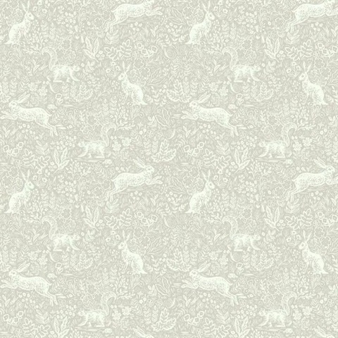 Grey Fable Rabit & Squirrel Animal Print Rifle Paper Wallpaper