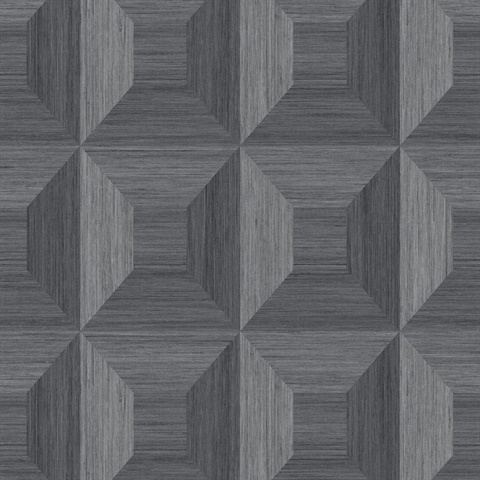 Grey Faux Wood Geomtric Square Wallpaper