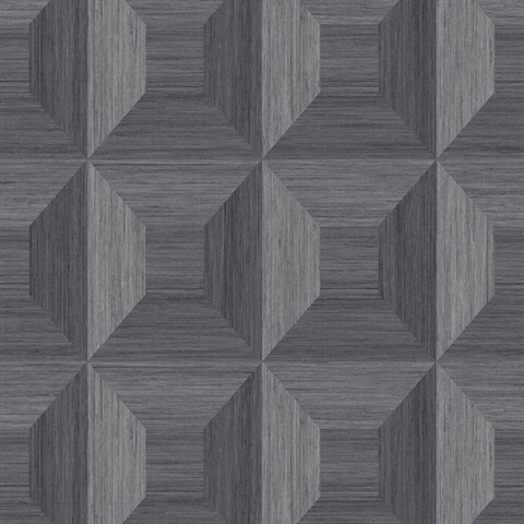 Grey Faux Wood Geomtric Square Wallpaper