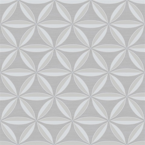 Grey Floral Geometric Trellis Shape Wallpaper