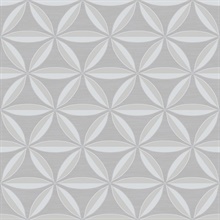 Grey Floral Geometric Trellis Shape Wallpaper