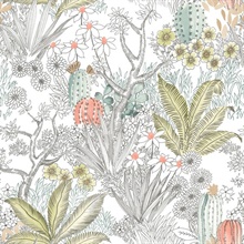 Grey Flowering Desert Peel and Stick Wallpaper