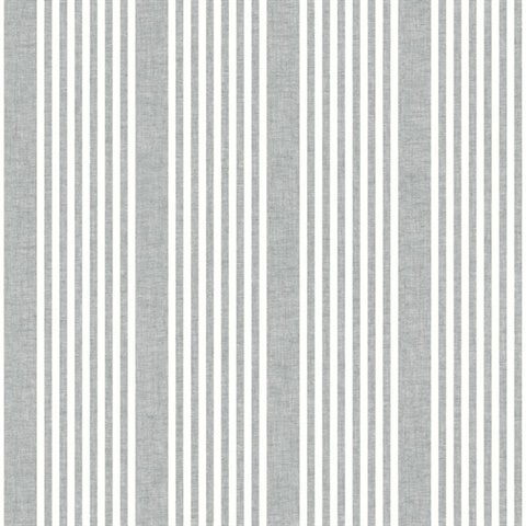 Grey French Linen Stripe Peel and Stick Wallpaper