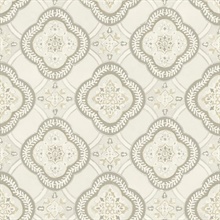 Grey Garden Trellis Medallion Wallpaper