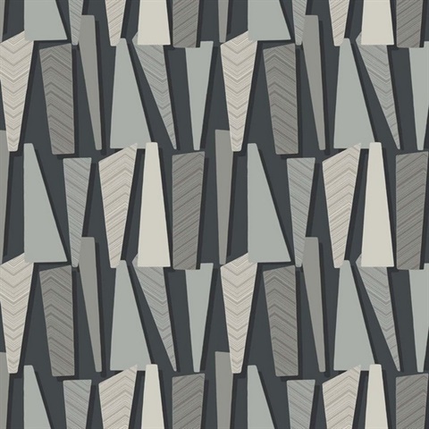 Grey Geometric Retro Trapazoid Wallpaper
