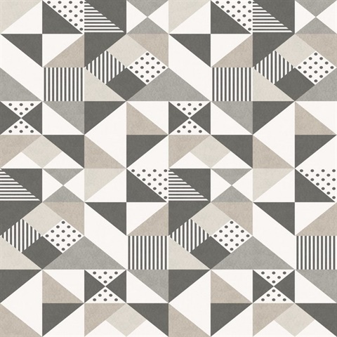 Grey Geometric Triangle, Square, & Dots Wallpaper