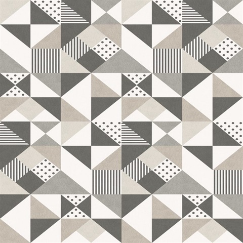 Grey Geometric Triangle, Square, & Dots Wallpaper