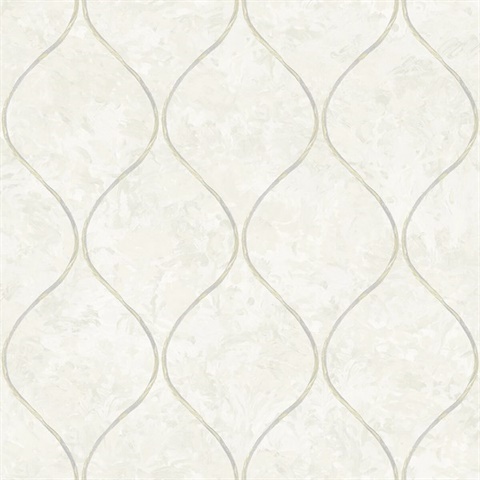 Grey & Gold Commercial In Bloom Ogee Wallpaper