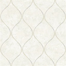 Grey & Gold Commercial In Bloom Ogee Wallpaper