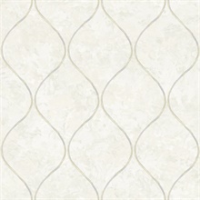 Grey & Gold Commercial In Bloom Ogee Wallpaper