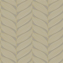 Grey &amp; Gold Large Braided Leaf Wallpaper