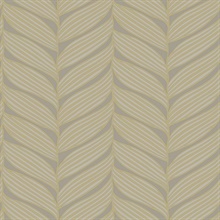 Grey & Gold Large Braided Leaf Wallpaper