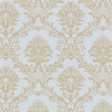 Grey & Gold Ornate Classic Damask Wallpaper