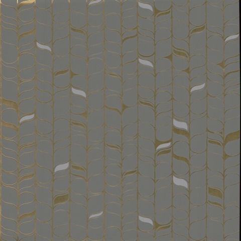Grey & Gold Perfect Petals Metallic Foil Texture Stripe Wallpaper