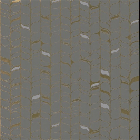 Grey & Gold Perfect Petals Metallic Foil Texture Stripe Wallpaper