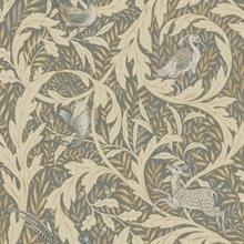 Grey &amp; Gold Woodland Deer Tapestry Wallpaper