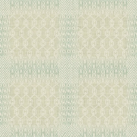 Grey & Green Commercial Geometric Patchwork Wallpaper