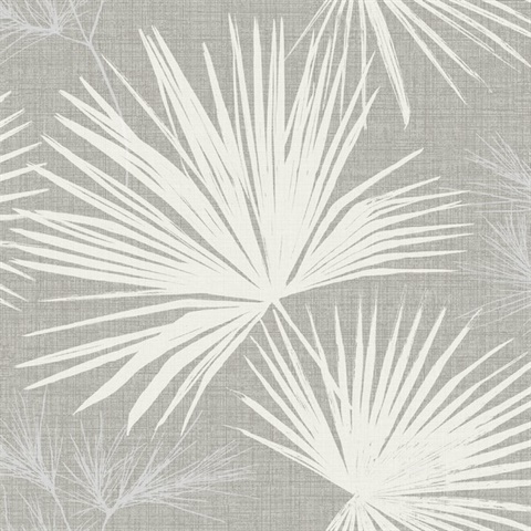 Grey Hatteras Coastal Fronds Wallpaper