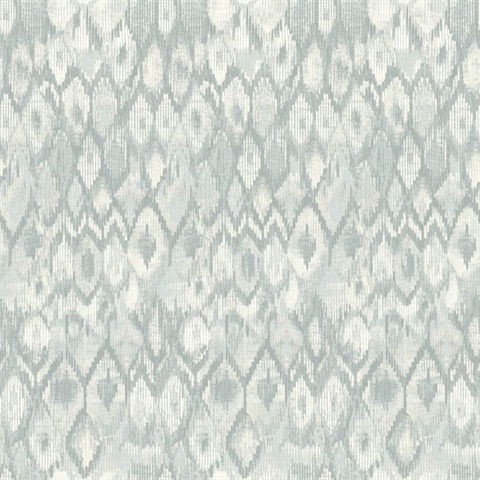 Grey Ikat Boho Ethnic Wallpaper
